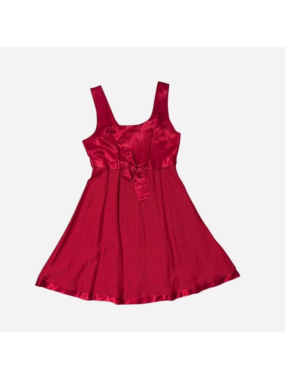 90s Rampage Cherry Red Satin Babydoll Mini Dress Small